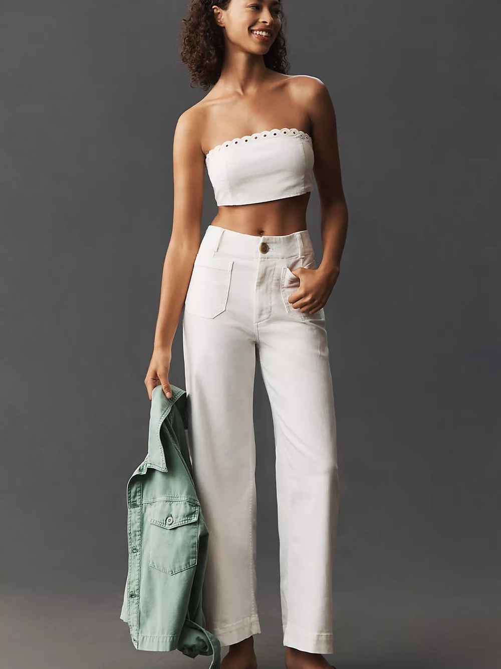 Anthropologie colette White High-Rise Wide Leg Jeans  size 31 like new